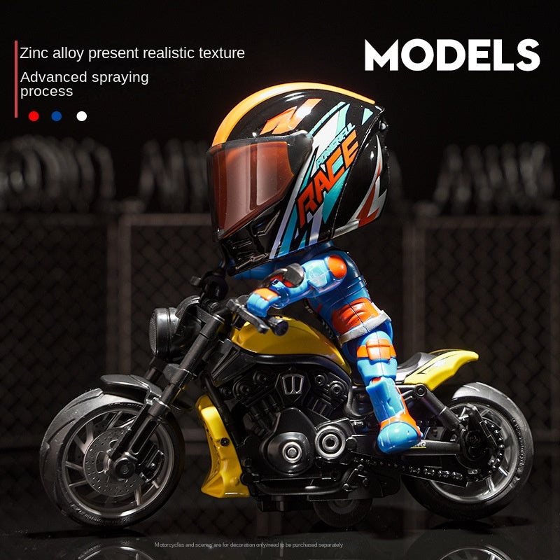 Simulation motorcycle rider alloy deformed doll helmet figurine figurine