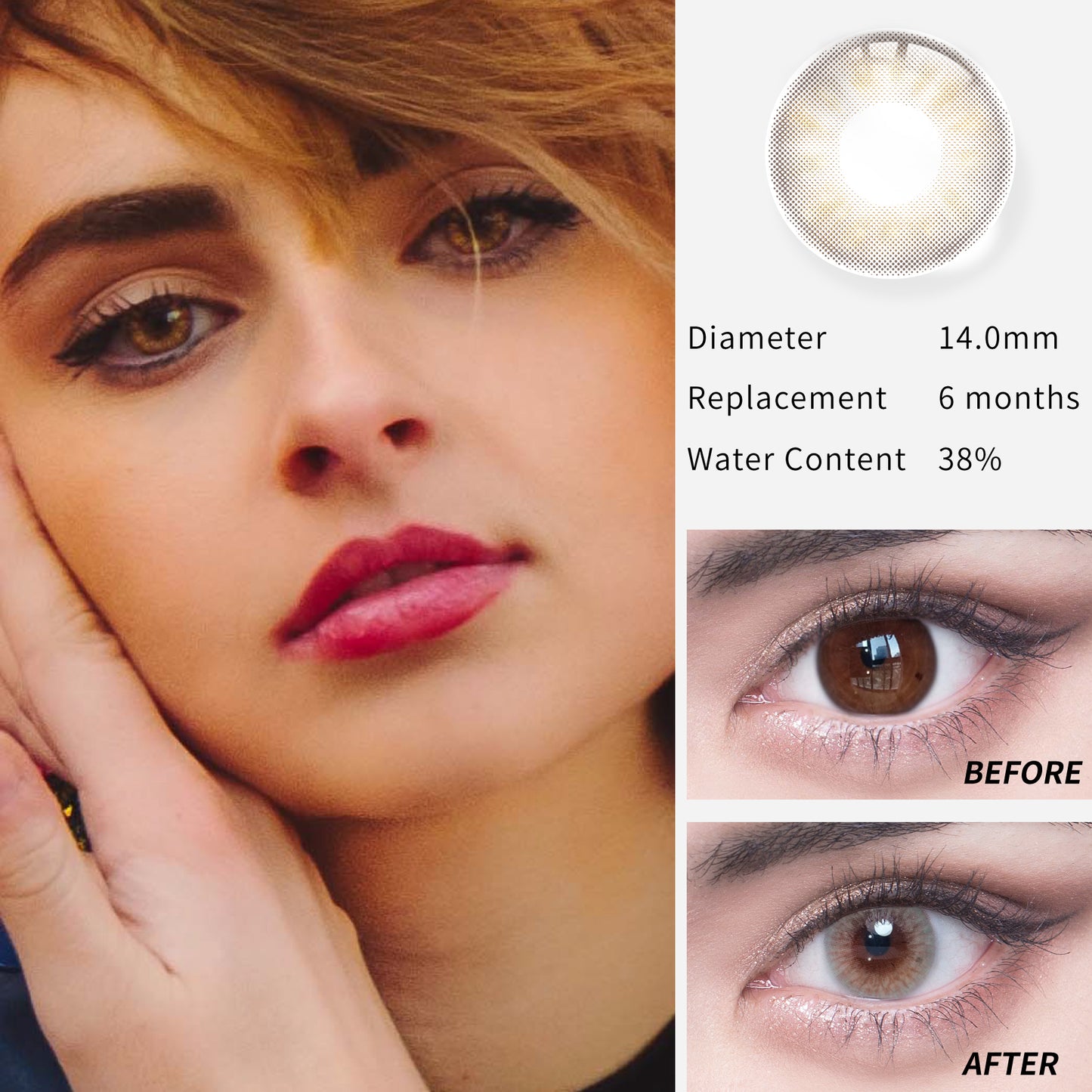 1Pcs FDA Certificate Eyes Beautiful Pupil Colorful Girl Cosplay Contact Lenses