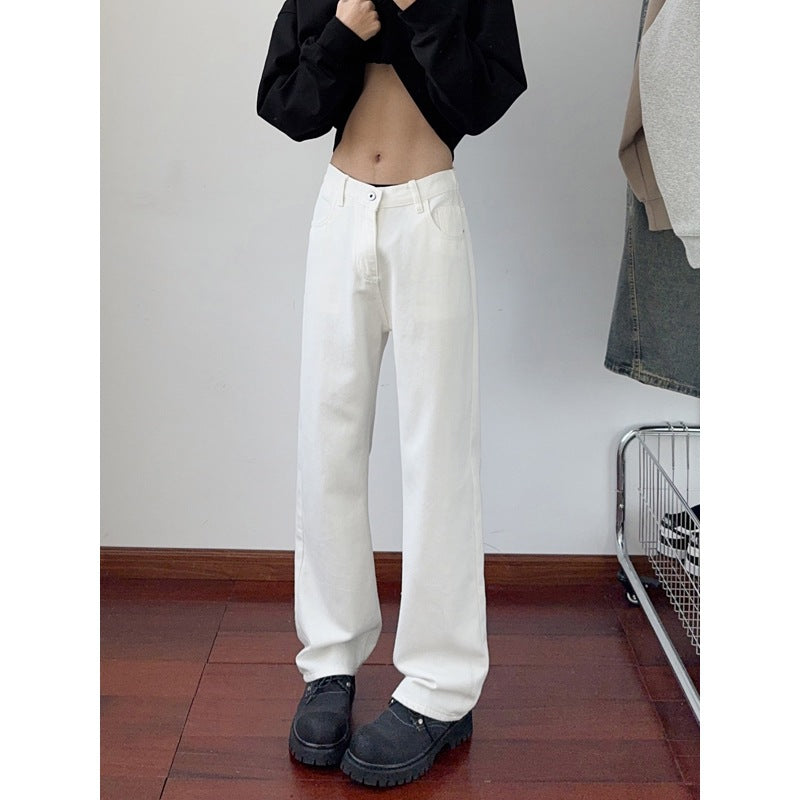 Jeans Men's High-Waisted Extra-Length Straight Leg Slim Fit Wide-Leg Pants