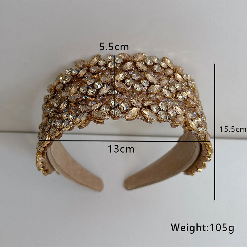 Fashion heavy industry women's full set rhinestone high-end wide edge headband hair accessories