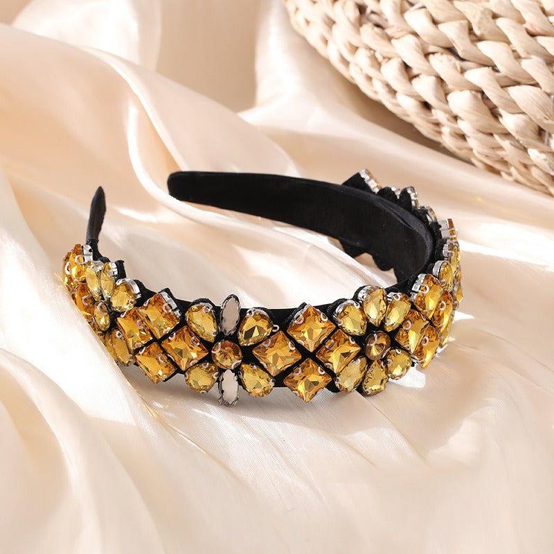 Baroque colored rhinestone headband with fashionable temperament and full diamond headwear