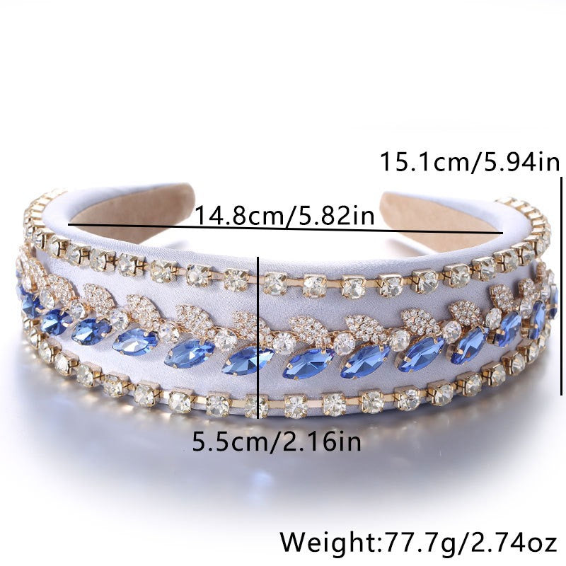 Wide edged colored glass diamond hairband