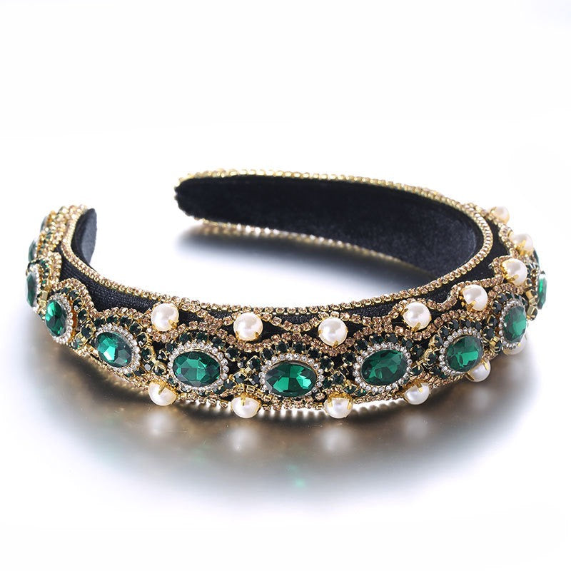 Fashion Women's Super Flash Baroque Glass Pearl Drill Bit Hoop