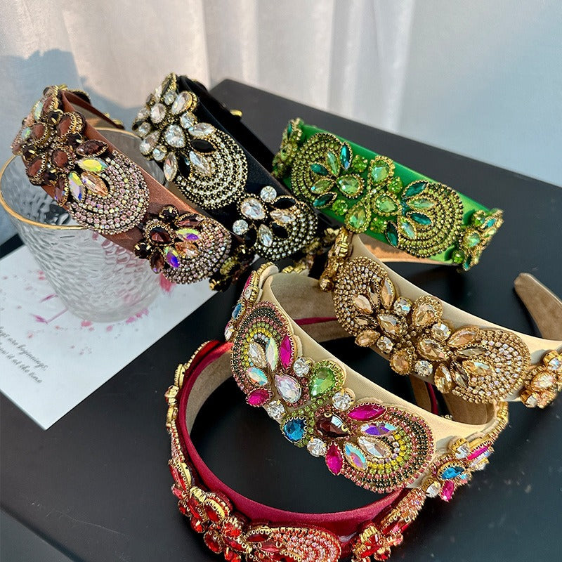 Fashionable handmade heavy craftsmanship Baroque wide edge hair accessories with diamond inlay hair accessories