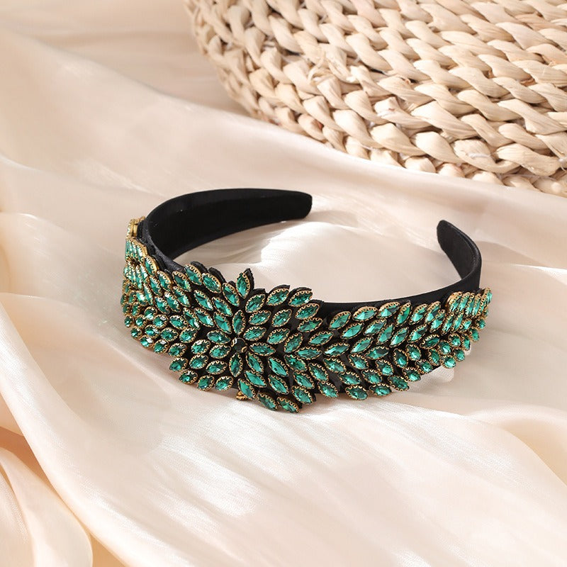 Heavy Industry Hair Hoops Fashionable and Creative Baroque Full Drill Hoops Women's Wide Edge Hair Accessories