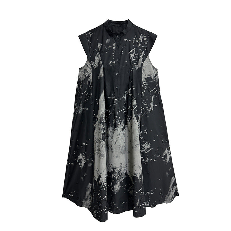 Printed niche dress loose and personalized A-line skirt