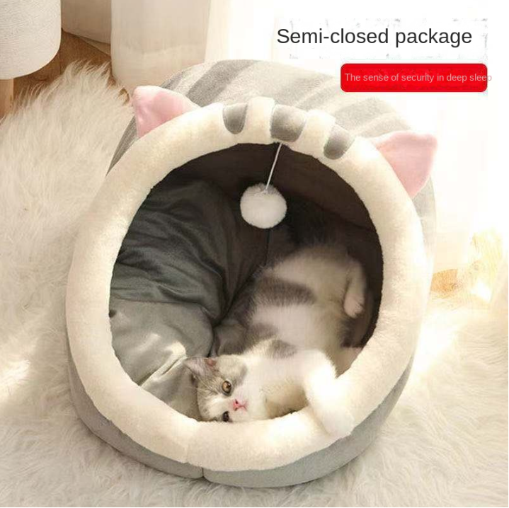 New Season Four-Season Cat House, Cat Hut, Dog Bed, Summer Cat Villa, Semi-Enclosed Cat Nest, Pink Rabbit Style