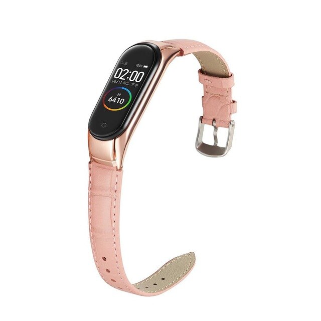 Yiwa For Millet Mi-band 3/4 PU Wrist Band Bracelet Strap+Metal Case Millet 3 Wrist Strap Protection