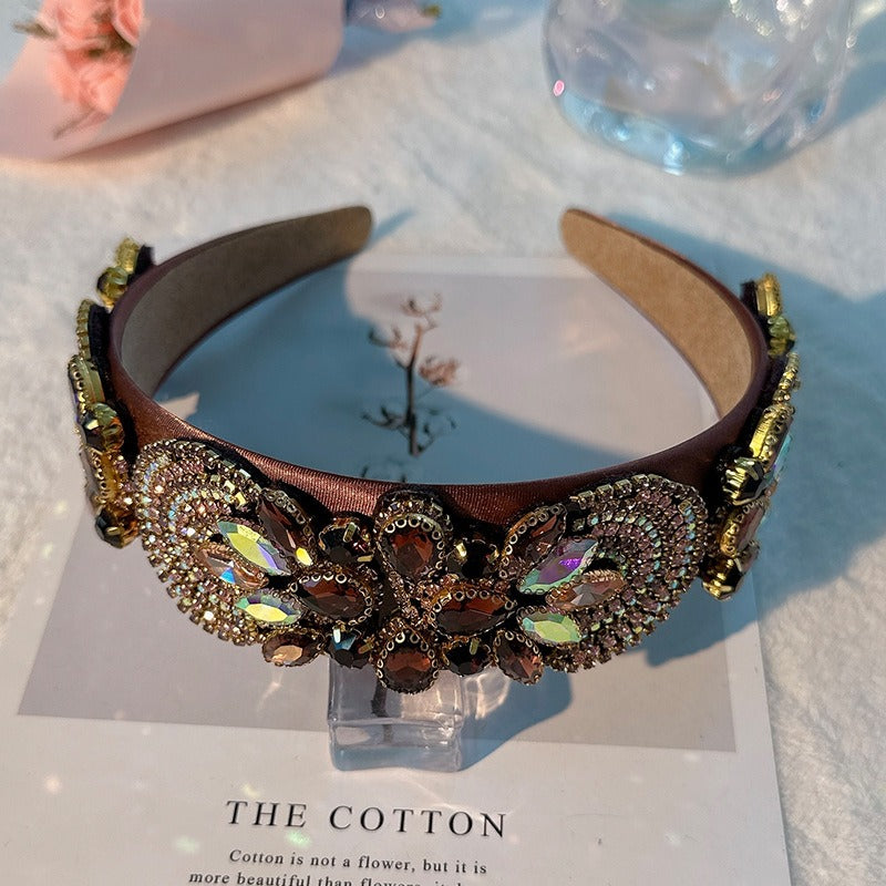 Fashionable handmade heavy craftsmanship Baroque wide edge hair accessories with diamond inlay hair accessories