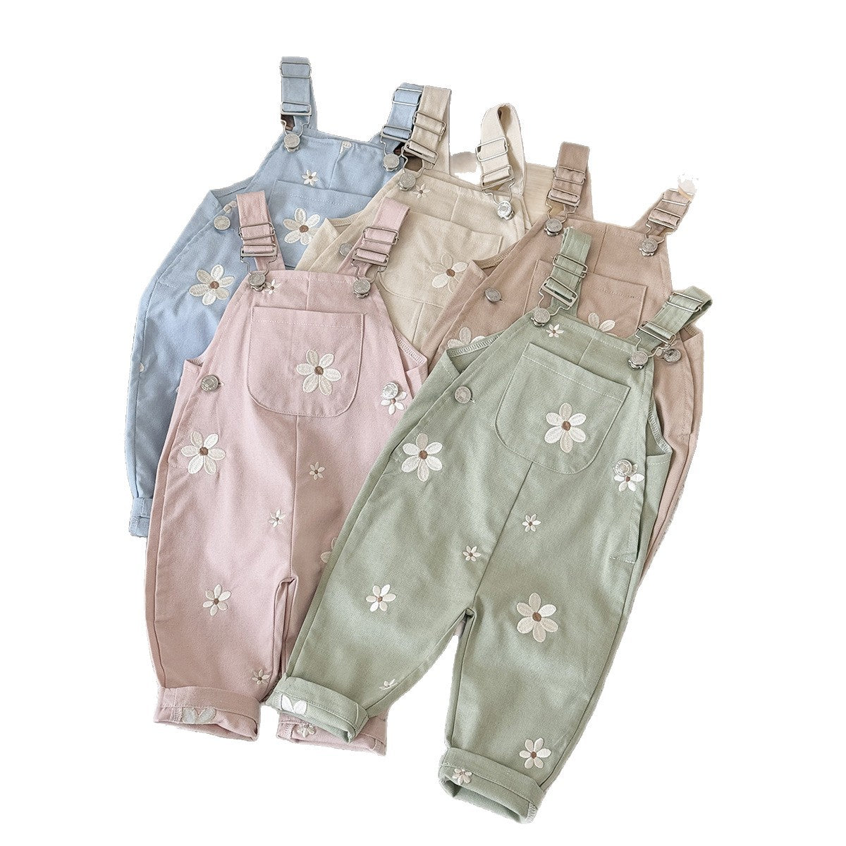 Strap pants with flower embroidery and sleeveless jumpsuit