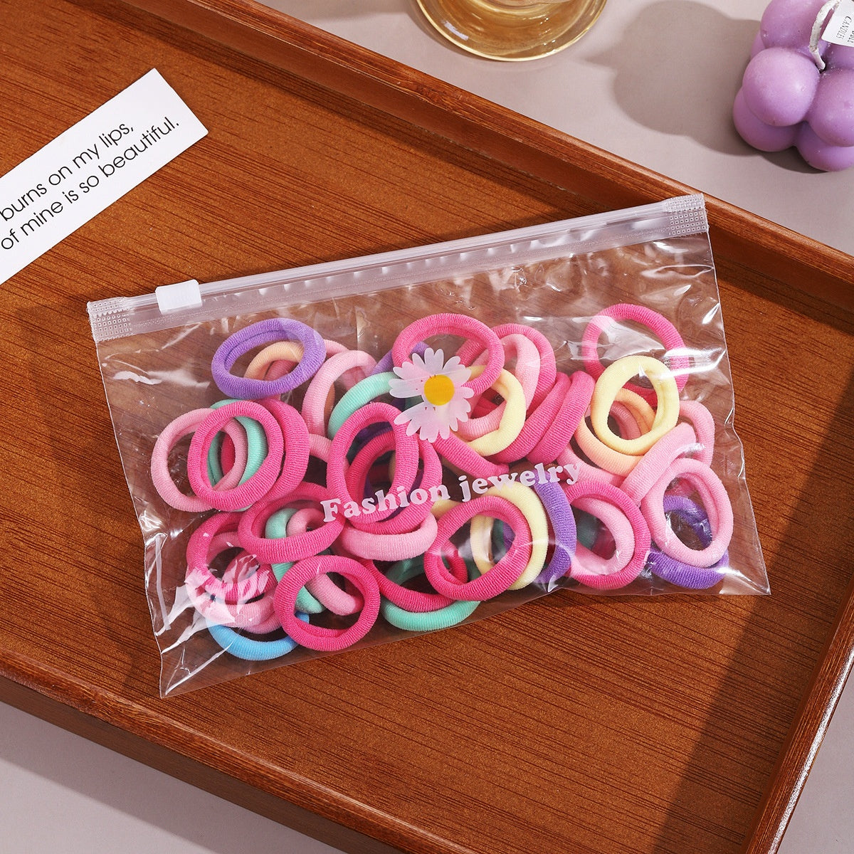 3cm children's hair loop colorful towel loop 50 daisy bags rubber bands durable braids