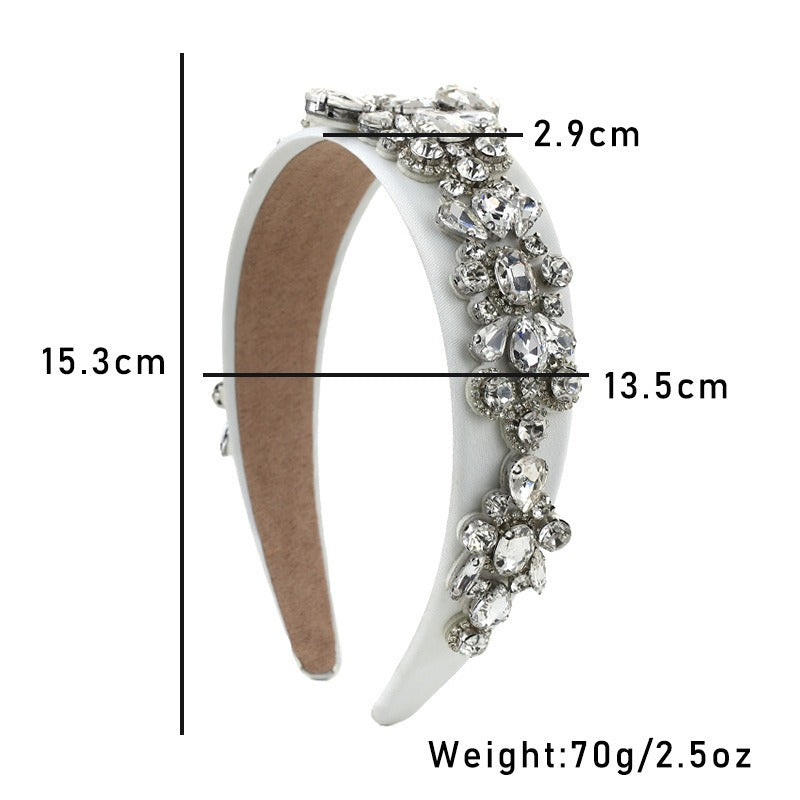 Fashion heavy industry Baroque wide edge rhinestone press headband headband