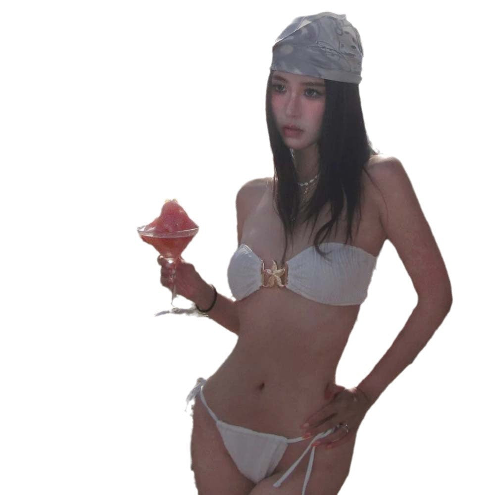 Small Bust Push-Up Sweet Cute Tie-Strap Separated Bikini