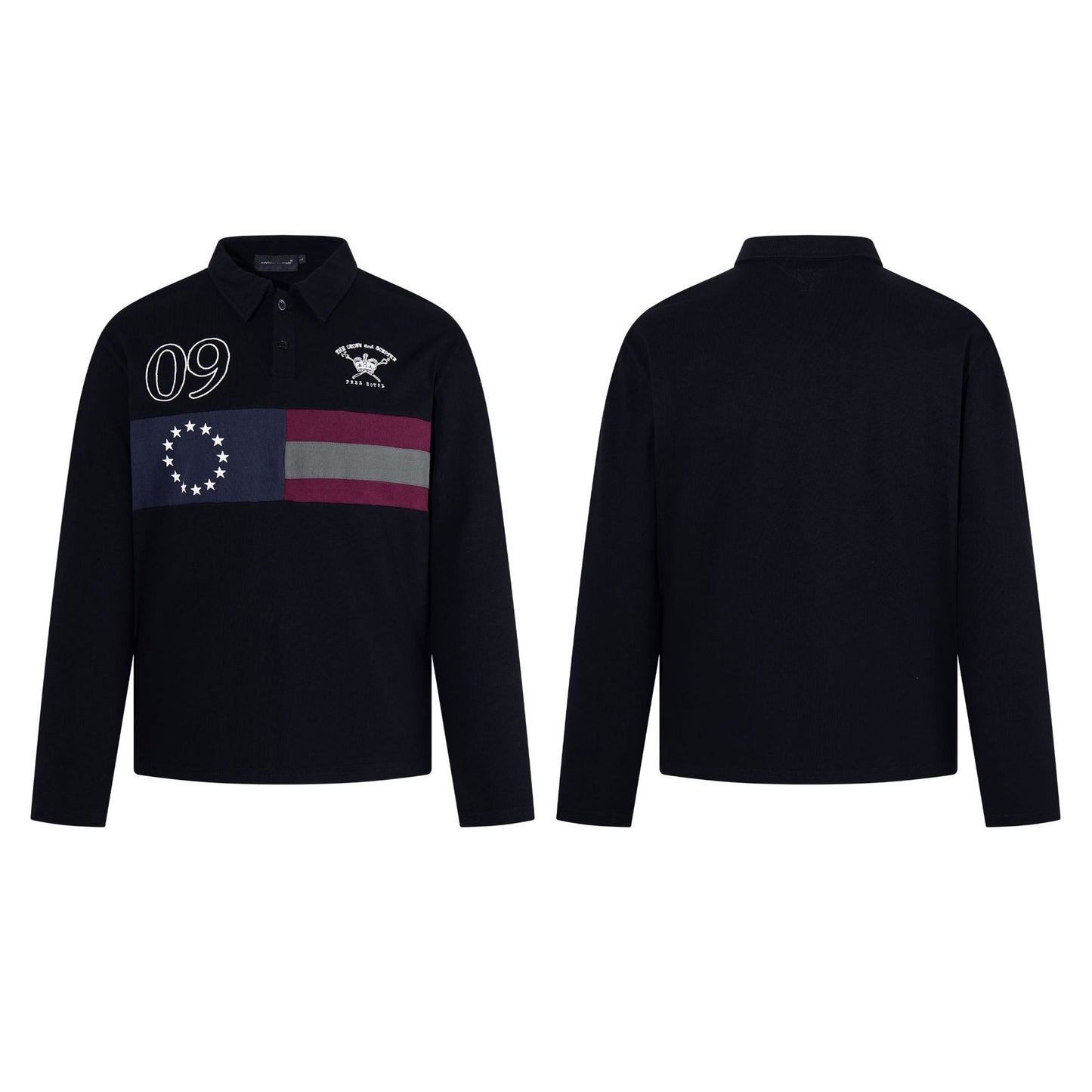Embroidered long sleeved polo shirt for men