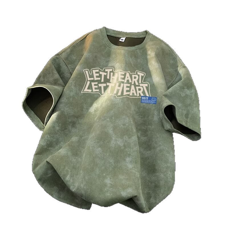 Men's Short Sleeve T-Shirt Loose Fit Tie-Dye Top Shirt