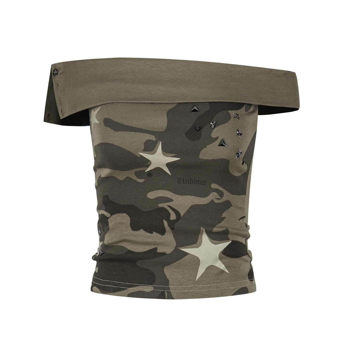 Women's Color-block Fitted Off-shoulder Casual Short Sleeve Star Print T-shirt