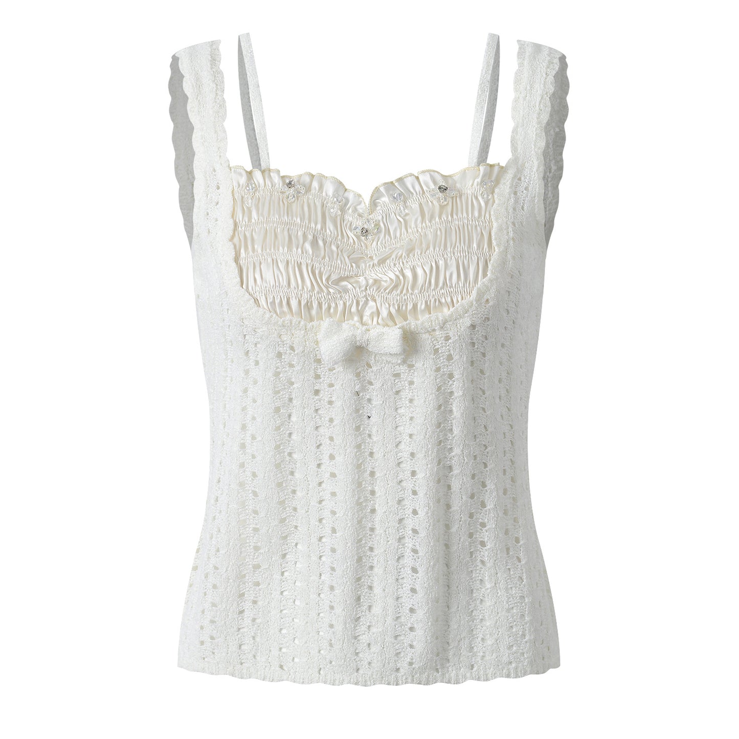 Lace patchwork slim fit camisole top