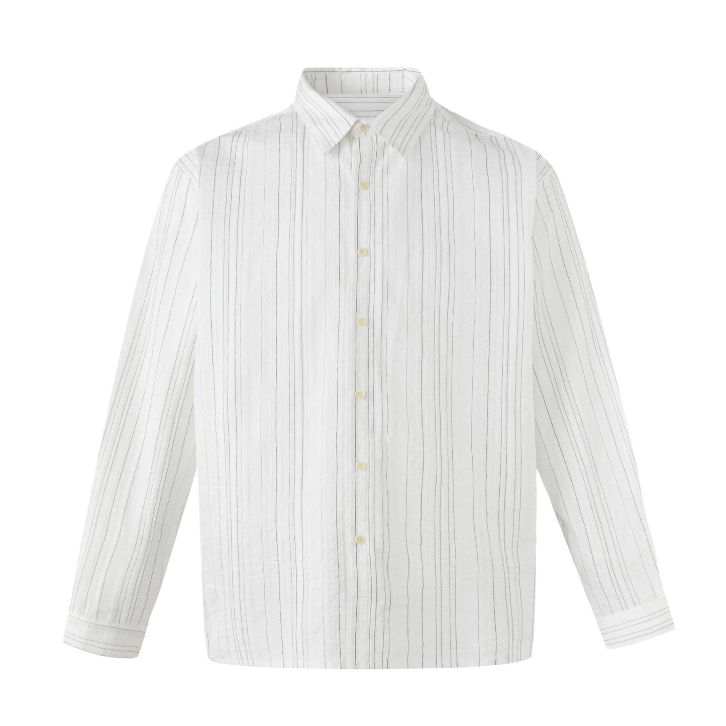 Vertical Stripe Subtle Pattern Casual Retro Long Sleeve Shirt