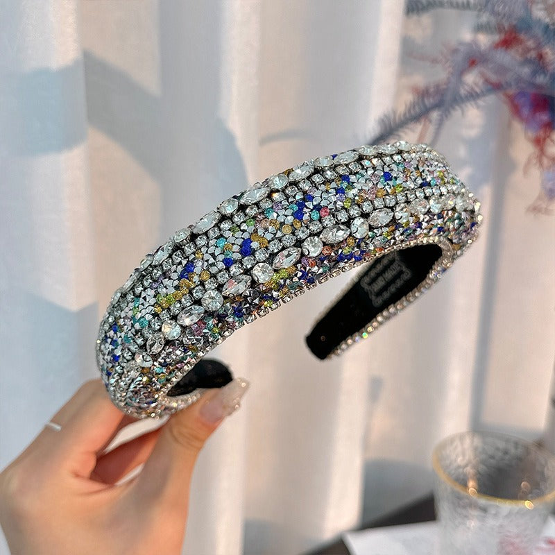 Full Diamond Sponge Premium Baroque Headband Wide Edge Water Diamond Headband Female