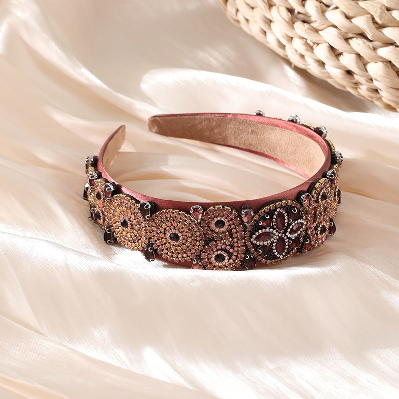 Fashionable Super Sparkling Colorful Water Diamond Wide Edge Heavy Industry Hair Accessories Headband