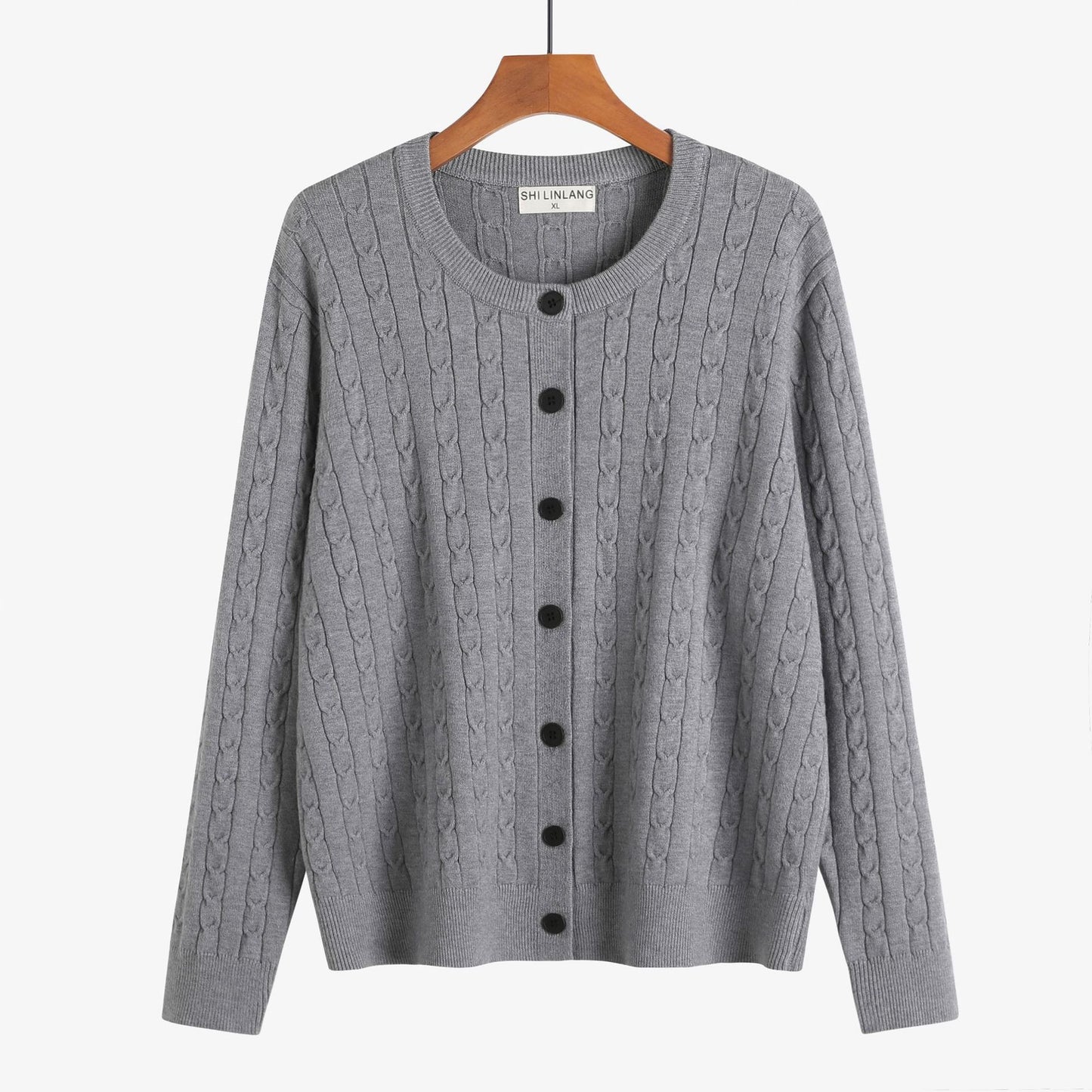Retro Style Knit Cardigan Sweater Coat for Women, Casual Office Wear, Oversized Fit, Long Sleeve, Pullover Design