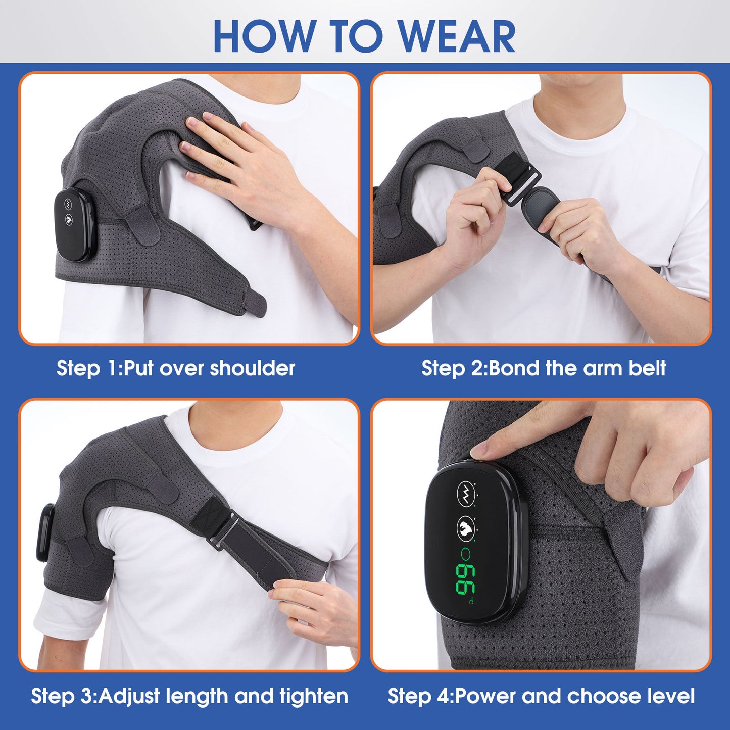Thermal Massage Shoulder Support with Charging Heating Function for Shoulder Periarthritis Therapy and Massage