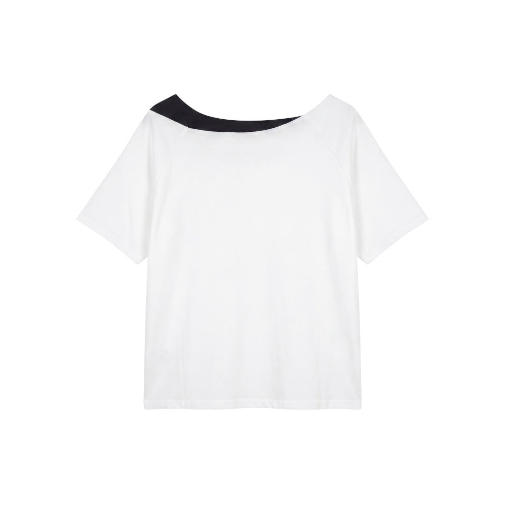 Letter Print Loose Slim Fit Designer Short Sleeve T-Shirt for Women