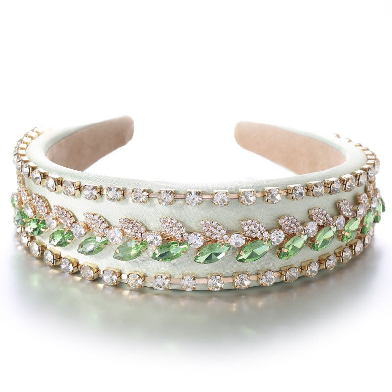 Wide edged colored glass diamond hairband