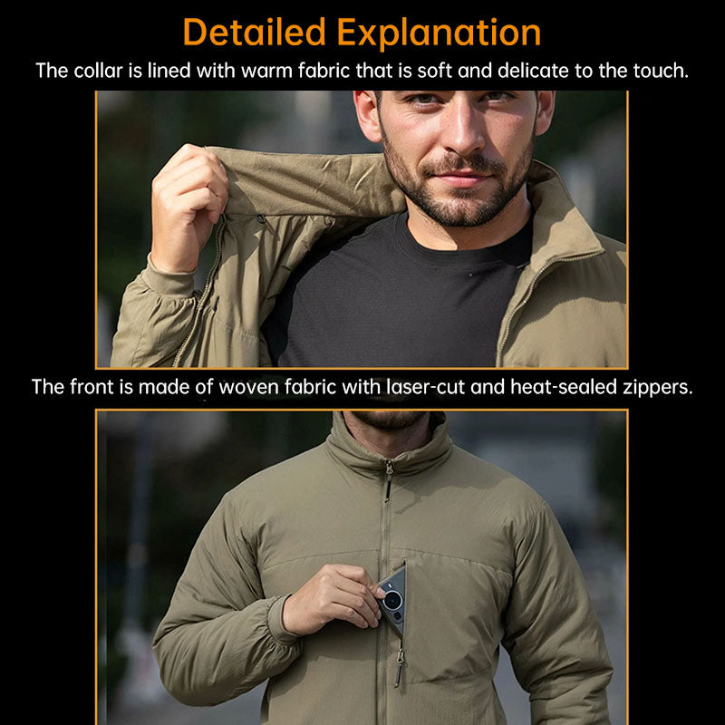 Men's Winter Warm Padded Jacket, Lightweight Hooded Tactical Parka, Outdoor Waterproof Windproof Cold-Weather Hiking Jacket.