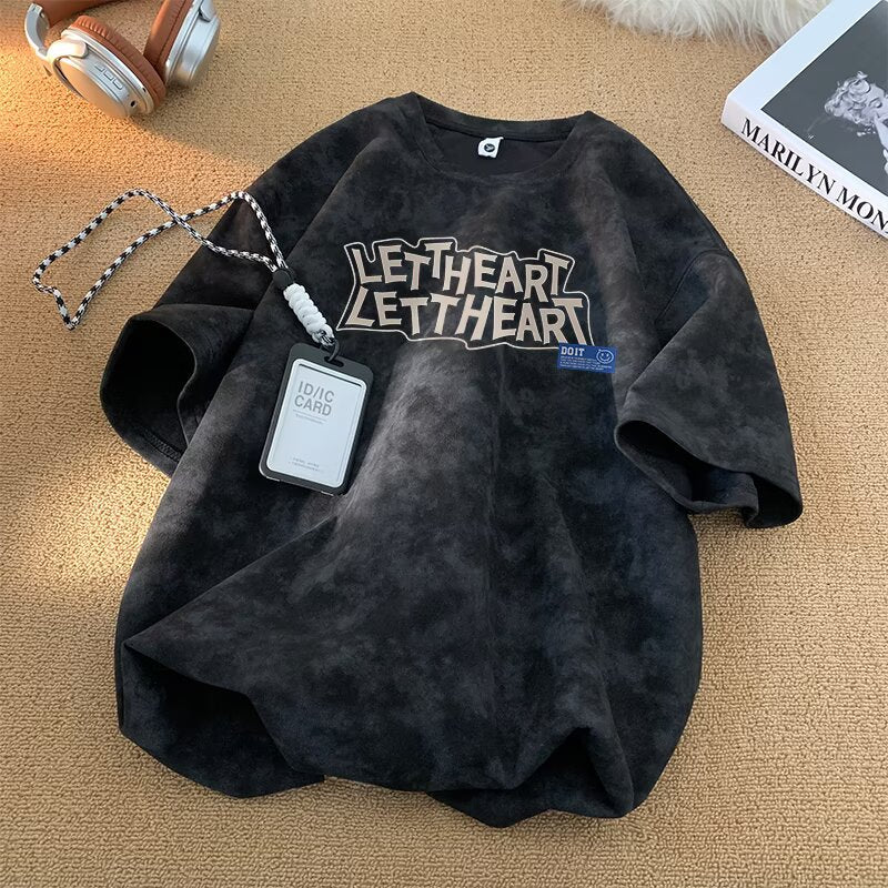 Men's Short Sleeve T-Shirt Loose Fit Tie-Dye Top Shirt