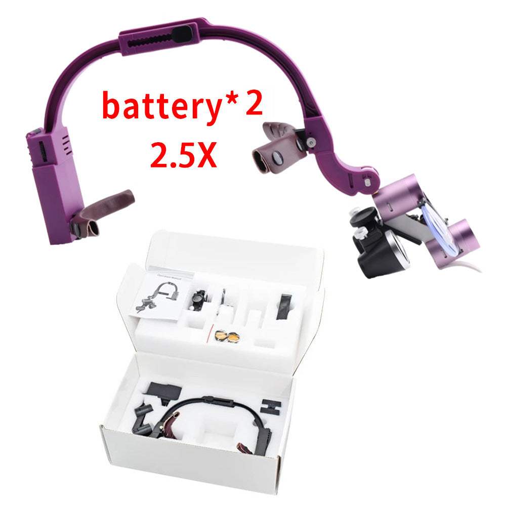Ultra-Light Shadowless Dental Headlamp with Magnifier and Dual Batteries