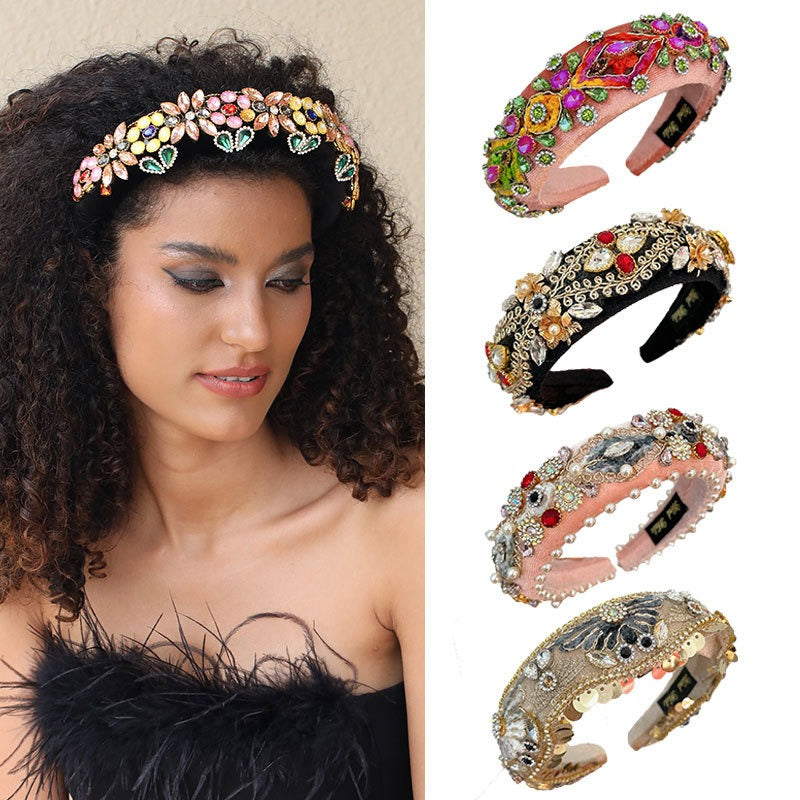 Baroque full set rhinestone handmade headband for women's hair band