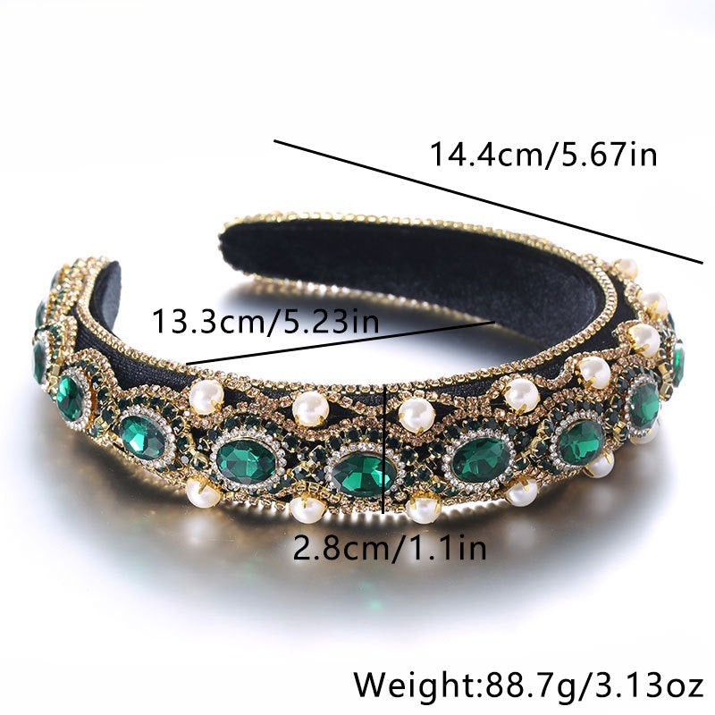 Fashion Women's Super Flash Baroque Glass Pearl Drill Bit Hoop