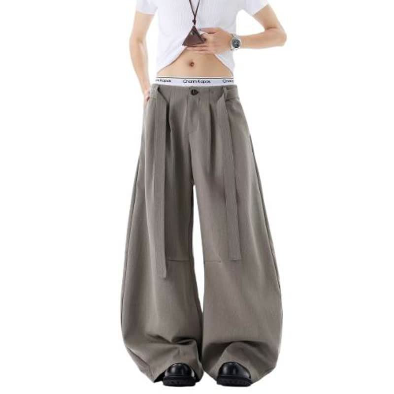 Commute Loose Drape Suit Pants, Slim Straight Leg Long Pants