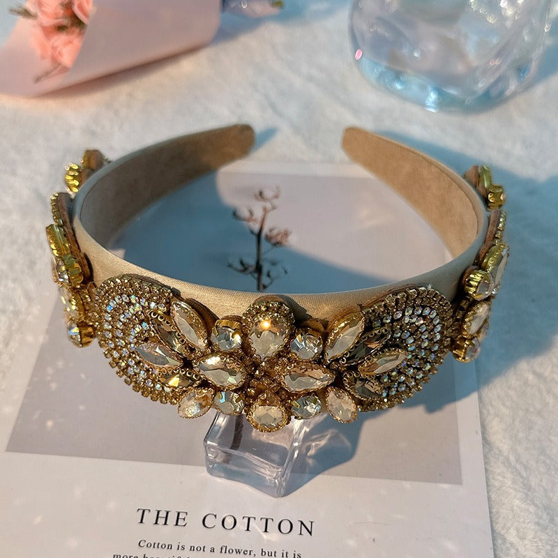 Fashionable handmade heavy craftsmanship Baroque wide edge hair accessories with diamond inlay hair accessories