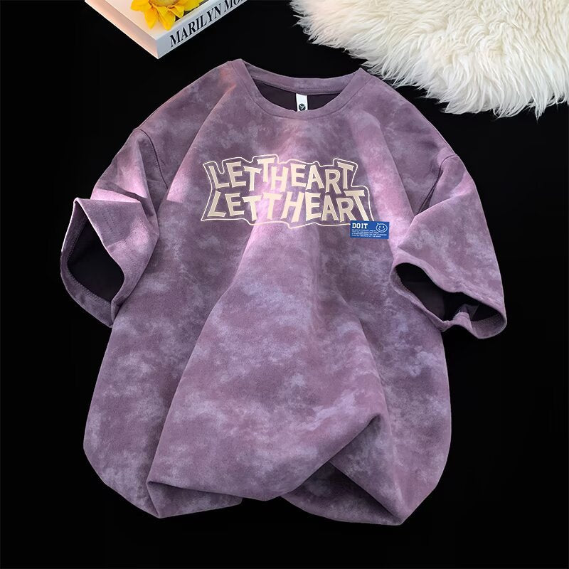 Men's Short Sleeve T-Shirt Loose Fit Tie-Dye Top Shirt