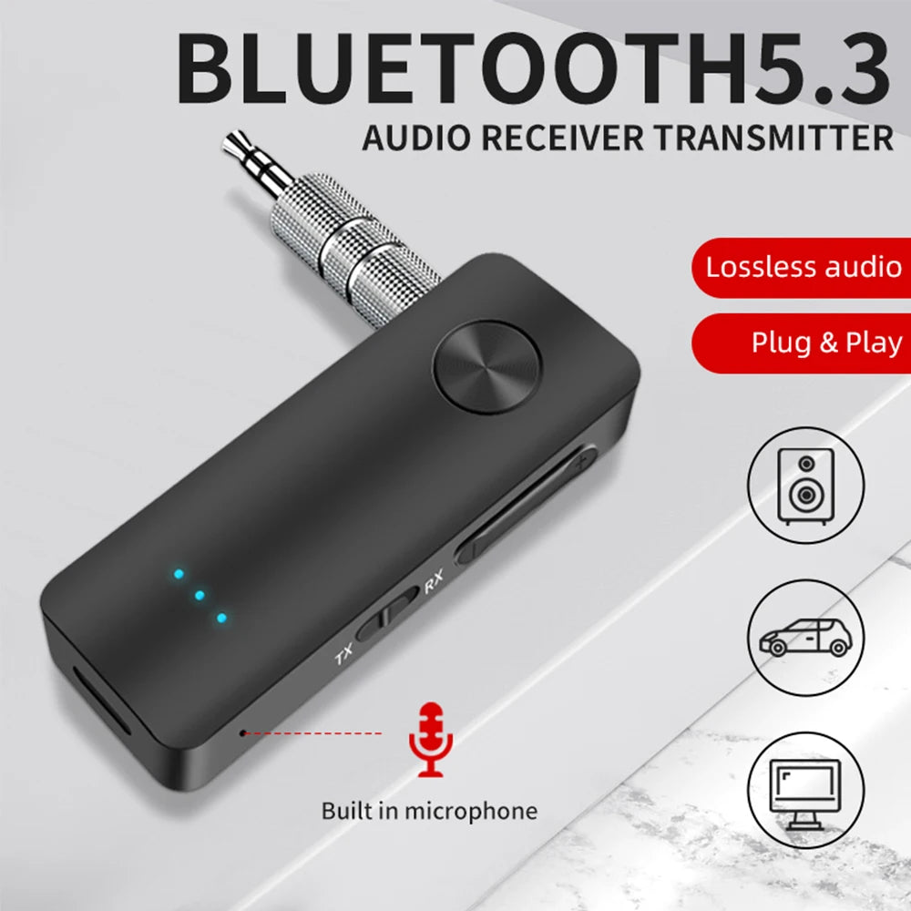 T66 AUX Bluetooth 5.0 Adapter Car Bluetooth Receiver Transmitter 2-in-1 Wireless Audio