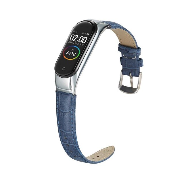 Yiwa For Millet Mi-band 3/4 PU Wrist Band Bracelet Strap+Metal Case Millet 3 Wrist Strap Protection