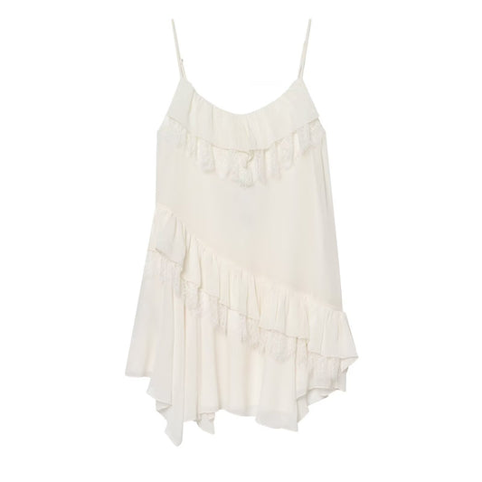 Lace patchwork irregular camisole skirt