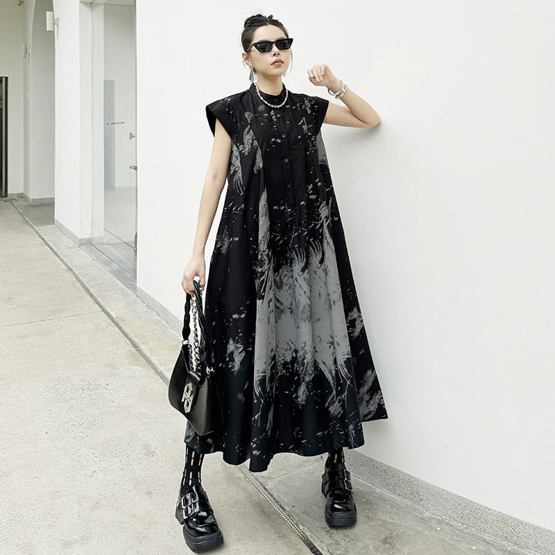 Printed niche dress loose and personalized A-line skirt