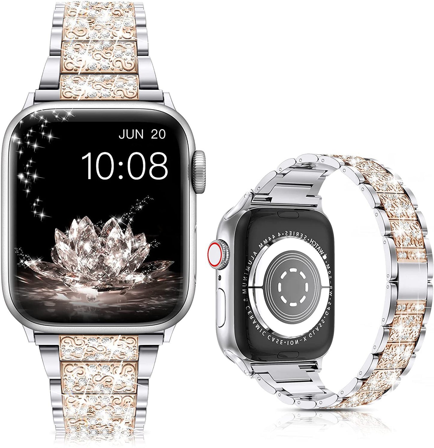 Suitable For iwatch Watchband Three Beads Diamond Inlaid Zinc Alloy Apple Watchband Apple Watchband