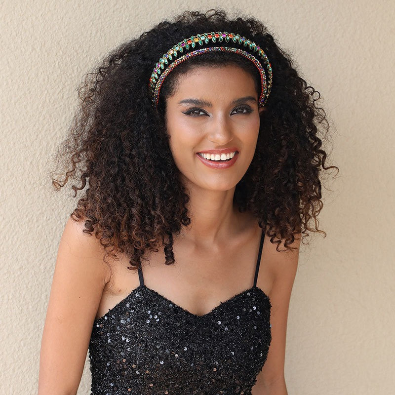 Fashionable rhinestone floral heavy industry Baroque wide brimmed sponge headband headband