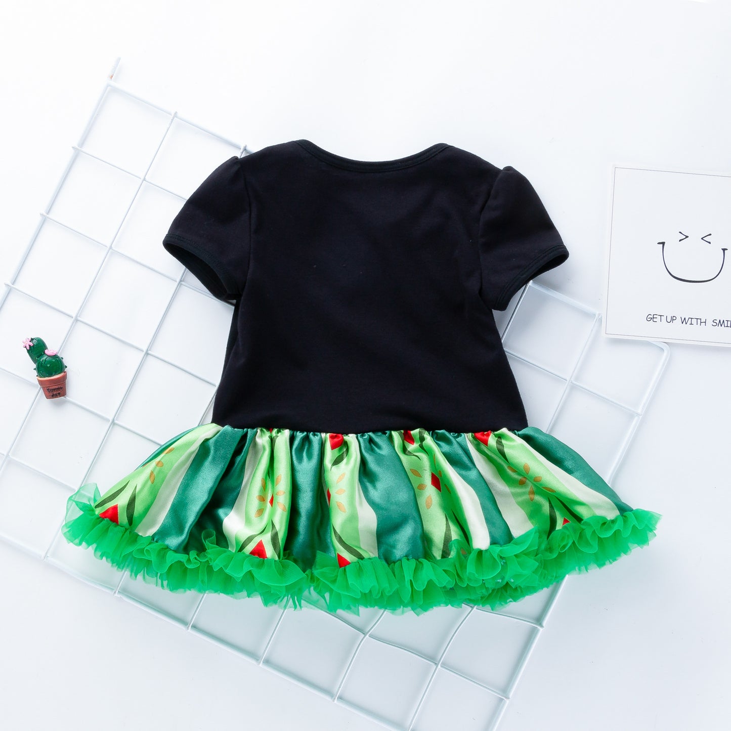 Spring Summer New Baby Frozen Short Sleeve Romper Dress with Crown Headwear 2-Piece Set Infant Clothes