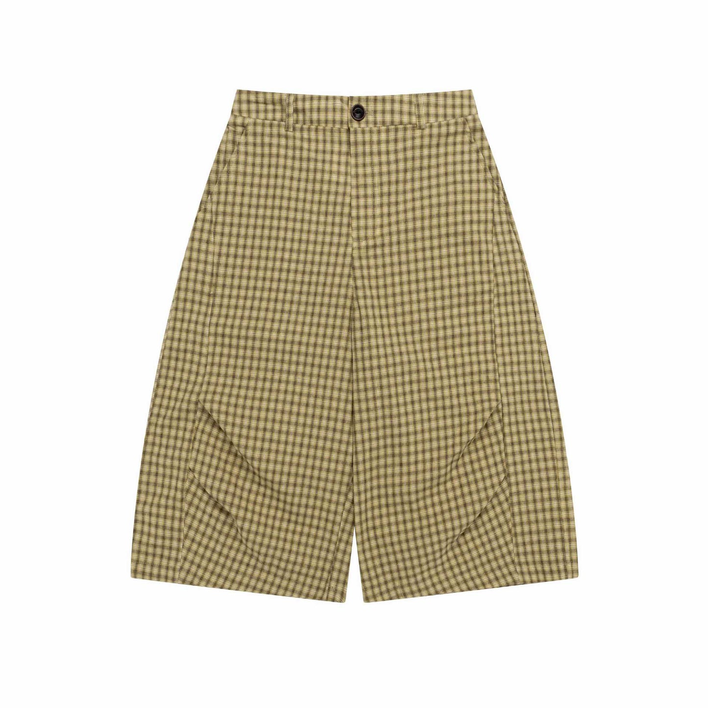 Color blocking plaid cropped pants