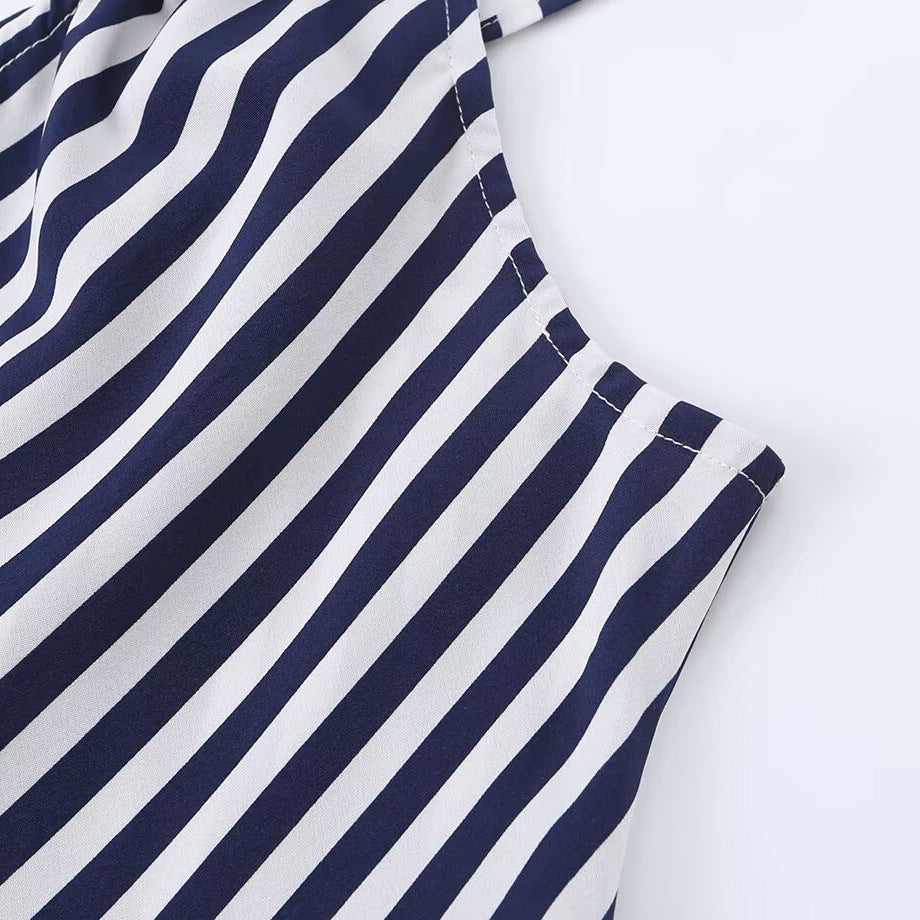 Slim fit diagonal striped printed asymmetric camisole skirt