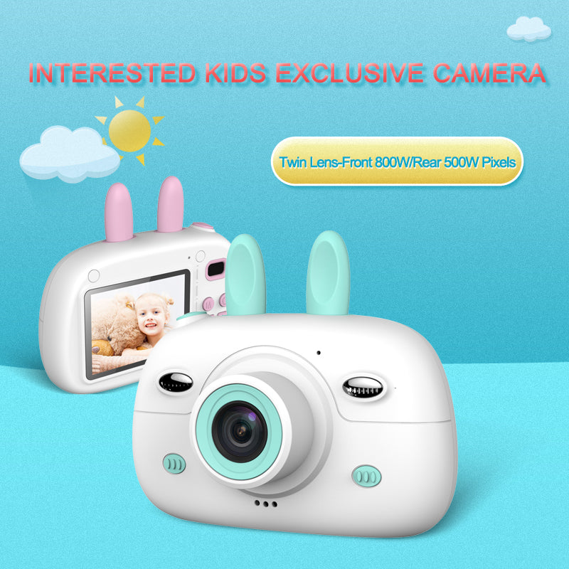 New Children's Camera Rabbit Ears Cartoon Mini Small SLR HD Screen Dual Lens Digital Camera Gift For Children