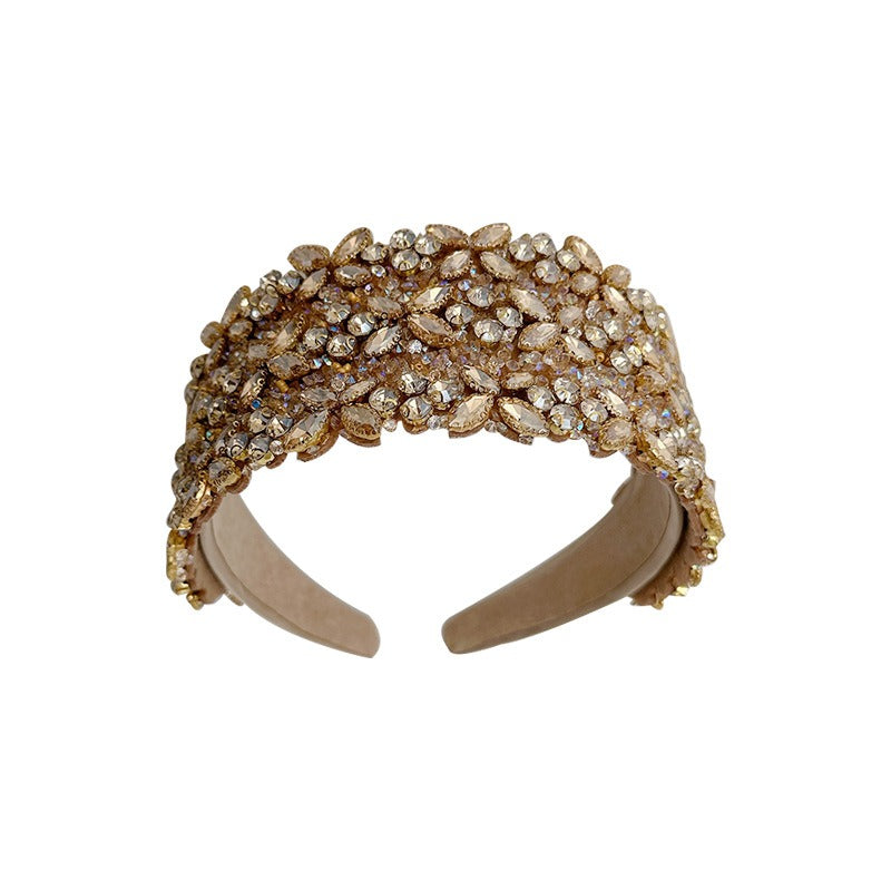 Fashion heavy industry women's full set rhinestone high-end wide edge headband hair accessories