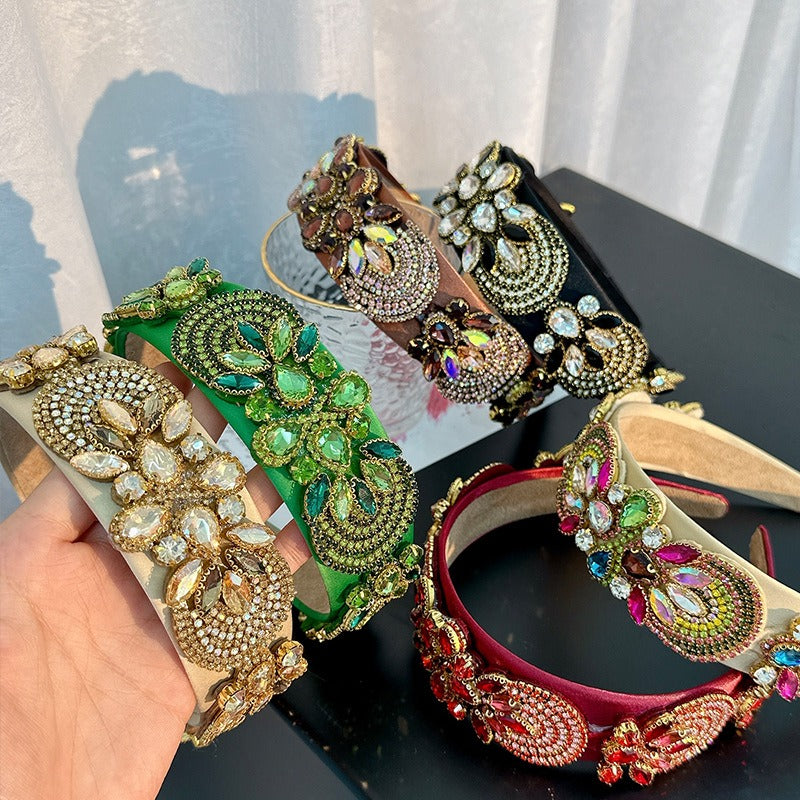 Fashionable handmade heavy craftsmanship Baroque wide edge hair accessories with diamond inlay hair accessories