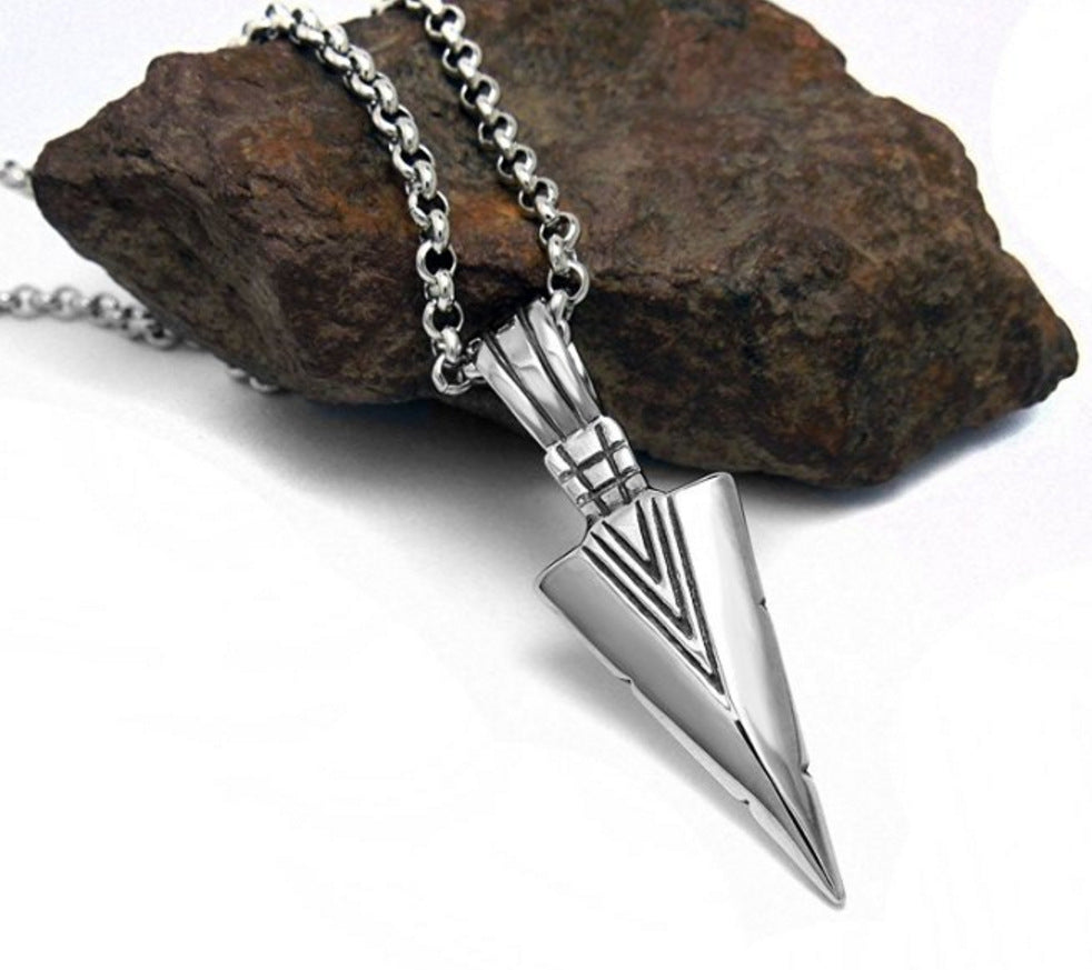 Korean Arrow Necklace Stainless Steel Pendant Short Keel Chain Men's Retro Jewelry