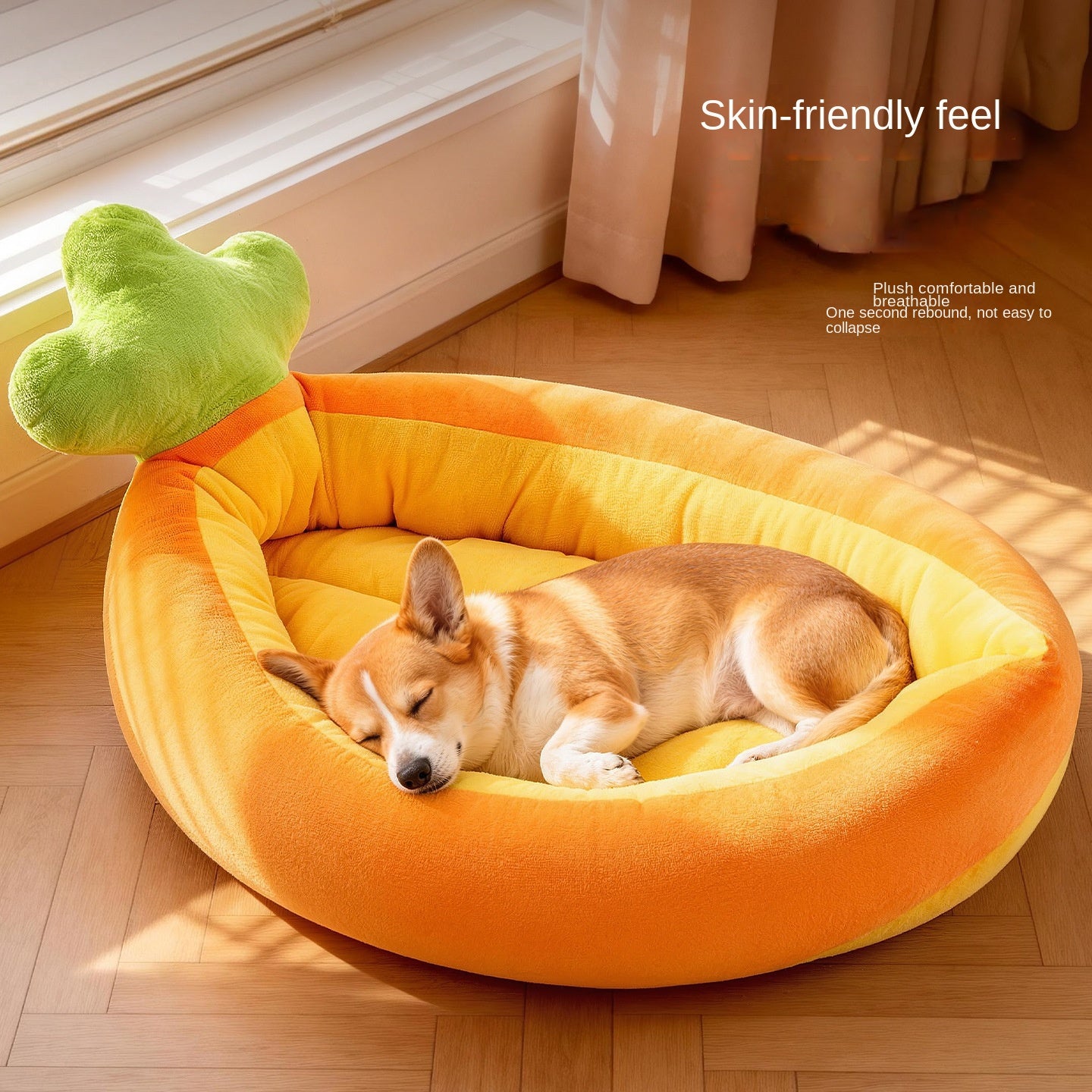 Carrot Cat Bed Winter Warm Plush Thickened All-Season Cat Kitten Nursing Bed Pet Small Dog Bed